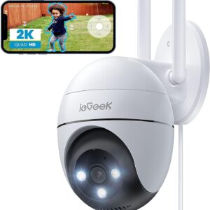 ieGeek 2K Camera Surveillance WiFi Exterieure, 360° Camera IP, Vision Nocturne
