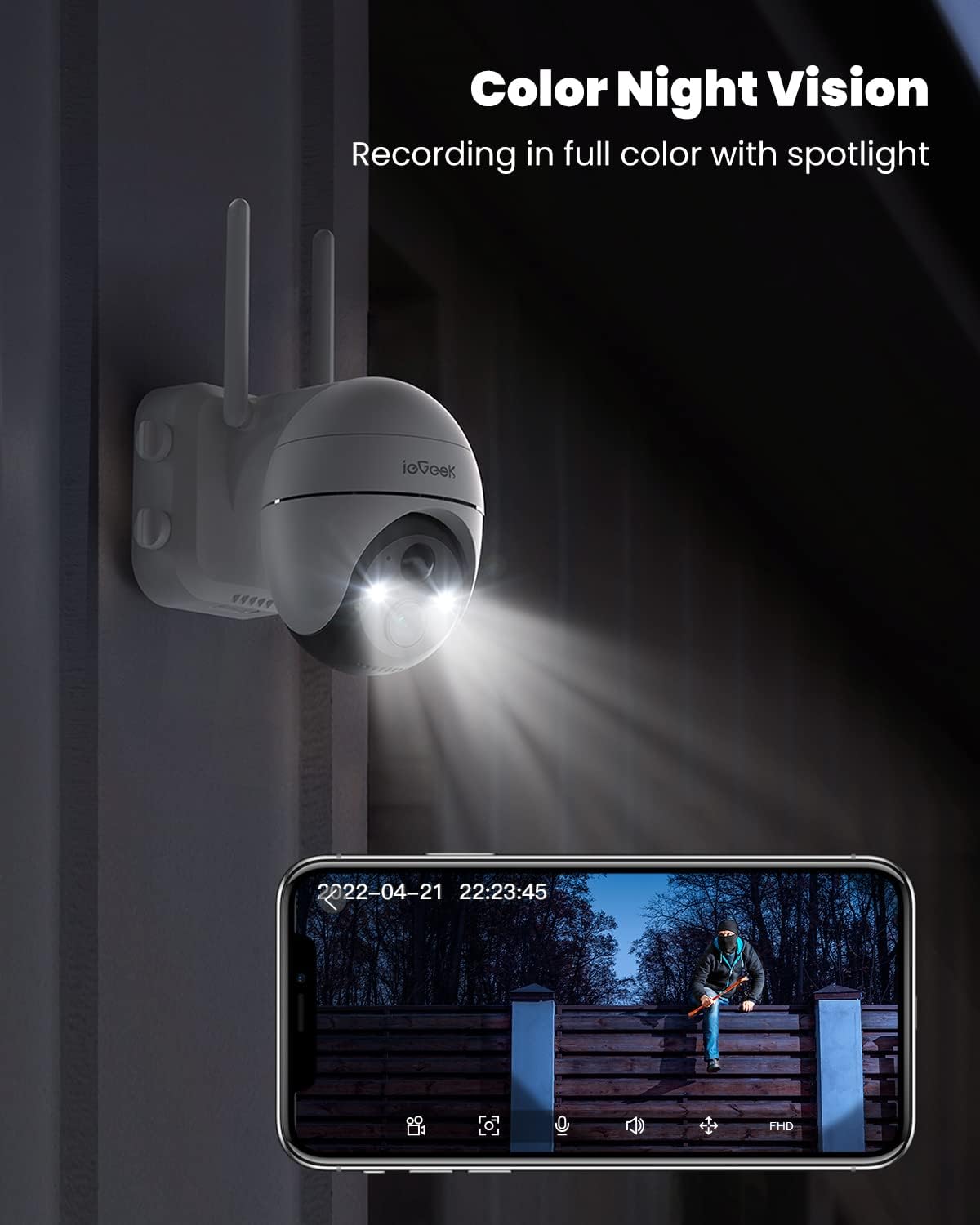 ieGeek - Caméra dôme de surveillance WIFI solaire 360° – Image 5