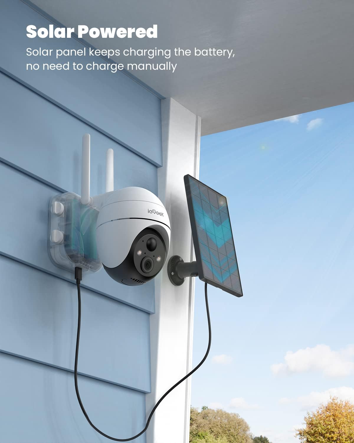 ieGeek - Caméra dôme de surveillance WIFI solaire 360° – Image 2