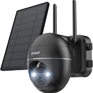 ieGeek Camera Solaire exterieur noir dome 360°