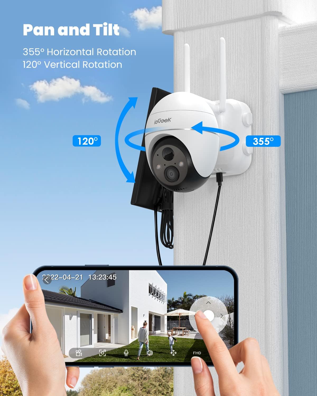 ieGeek - Caméra dôme de surveillance WIFI solaire 360° – Image 3