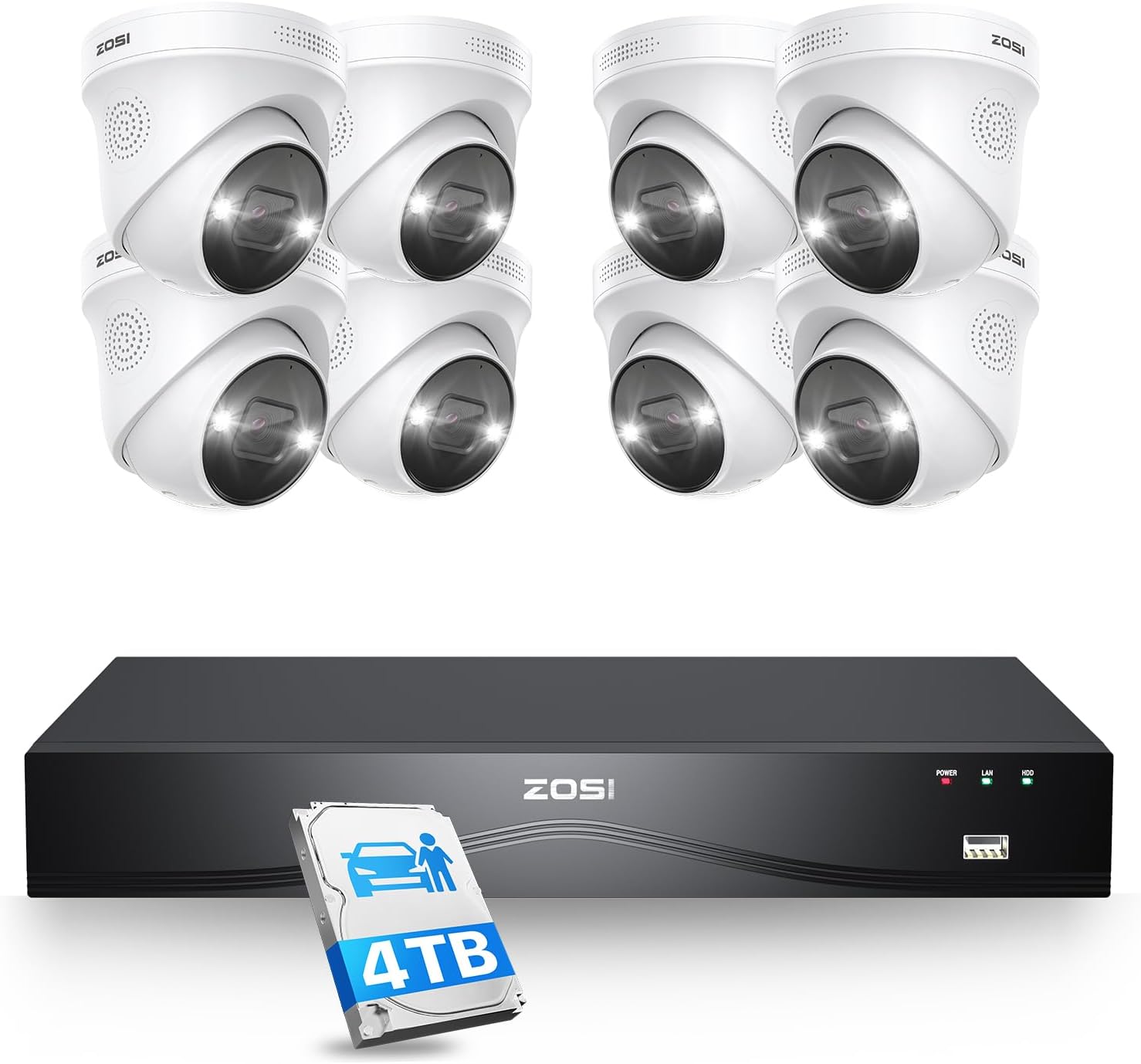 Kit 8 Caméras de Surveillances Extérieure pour Magasin - Full HD 4K