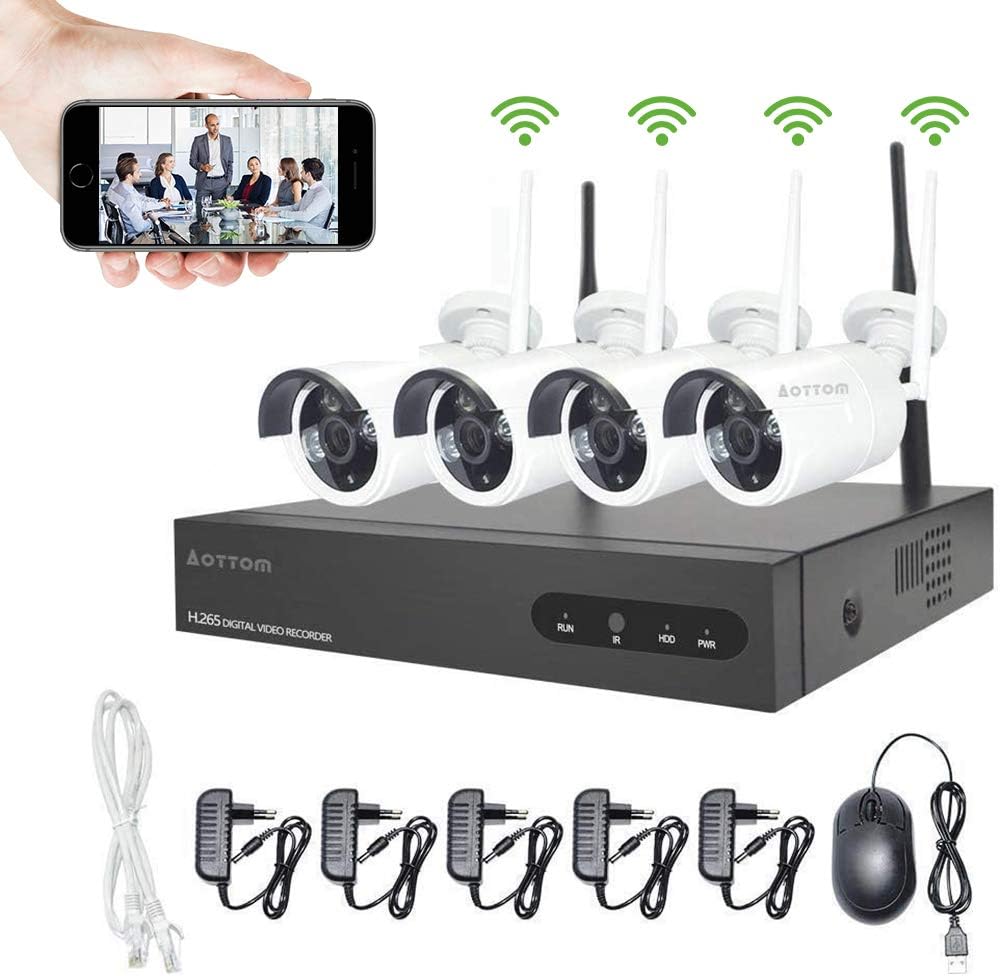 pack de x4 Système de Caméra de Surveillance Intérieure 4K pour Magasin